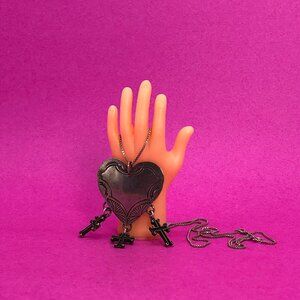 Vintage silver heart necklace cross Sterling J. Slifka Designs Navajo - 00G010